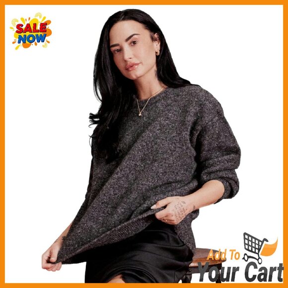 Oversized Faux Mohair Crewneck Sweater - Soft Brushed Knit Pullover